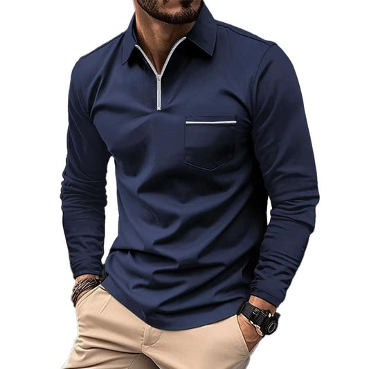 Polo Premium à Manches Longues pour Homme – Chemise Décontractée avec Poche Poitrine