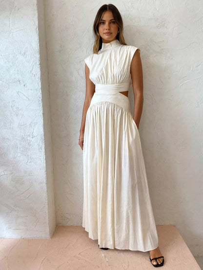Robe longue pour femme avec décolleté hanches ouvertes - Robe élégante et fluide