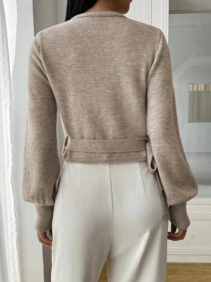 Elegante pullover incrociato da donna – Stile chic e moderno con maniche a palloncino