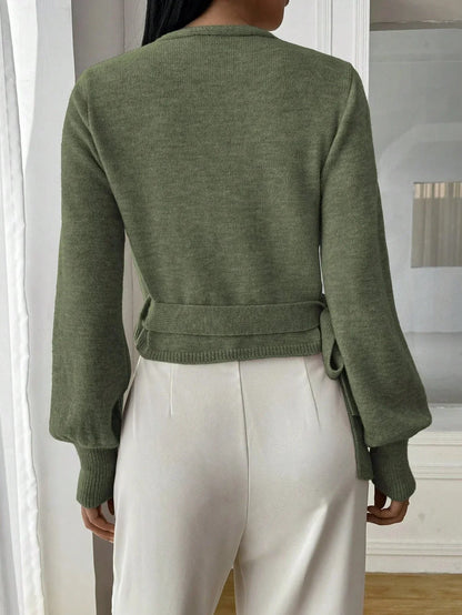 Elegante pullover incrociato da donna – Stile chic e moderno con maniche a palloncino