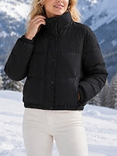 Chaqueta de invierno de mujer con cuello alto - Cálida y elegante