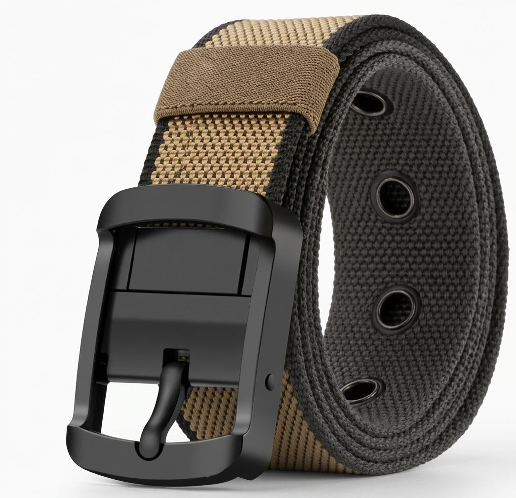 Rotating nylon belt for men – Versatile style with double-sided prong buckle