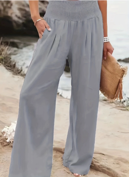 Pantaloni donna larghi e fluidi con vita comoda