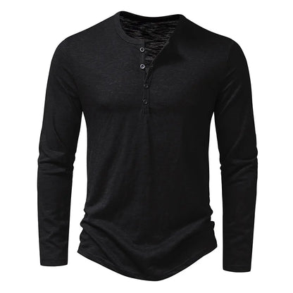 T-shirt Henley décontracté pour homme – Chemise à manches longues élégante
