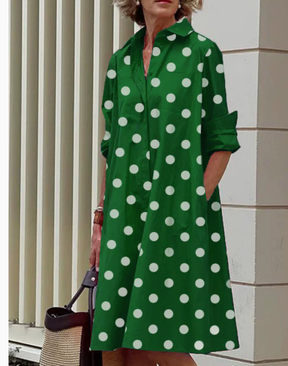 Vestido camisa para mujer con lunares polka dot – Corte fluido y elegante en mezcla de algodón