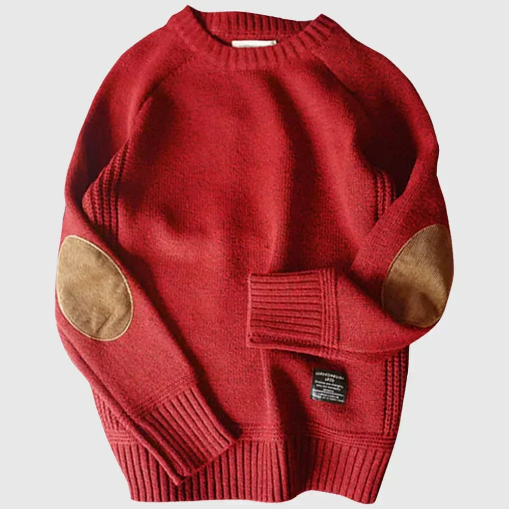 Pull Tricoté Premium pour Homme – Pull Marron à Coudières