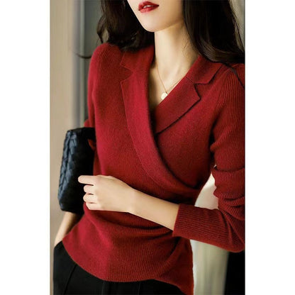 Pull à col Claudine pour femme – Tricots ajustée asymétrique