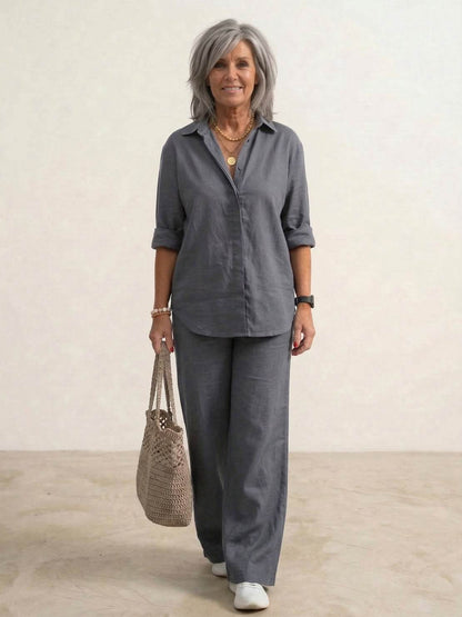 Completo camicia e pantaloni larghi da donna – Chic e fluido