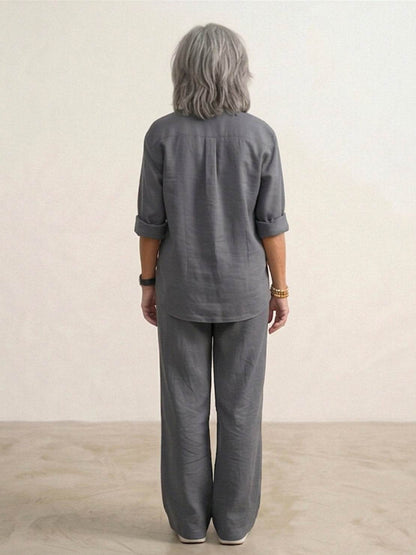Completo camicia e pantaloni larghi da donna – Chic e fluido