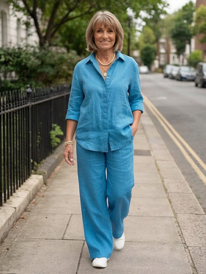 Completo camicia e pantaloni larghi da donna – Chic e fluido