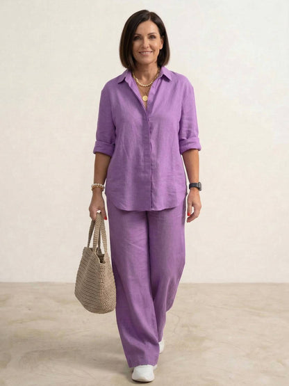 Completo camicia e pantaloni larghi da donna – Chic e fluido