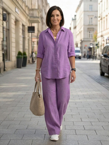 Completo camicia e pantaloni larghi da donna – Chic e fluido