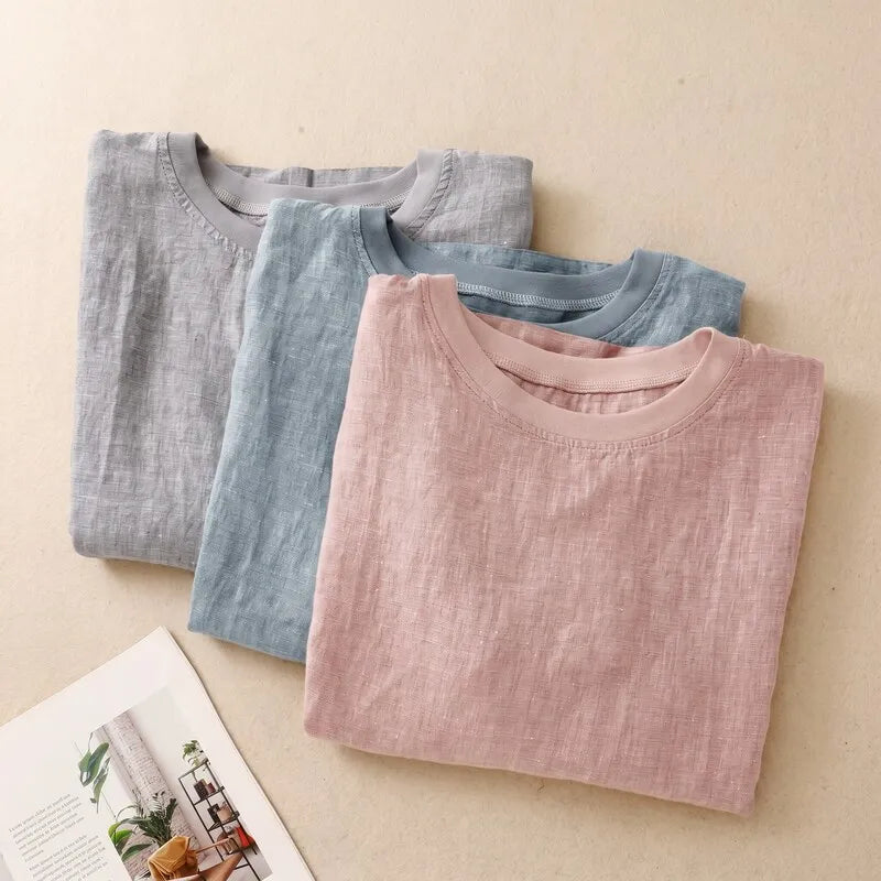 Women's cotton blouse with short sleeves - Light and casual