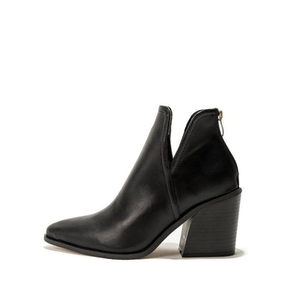 Femme Bottines Retro Cuir Synthétique Noir Talon Épais – Audacieuses