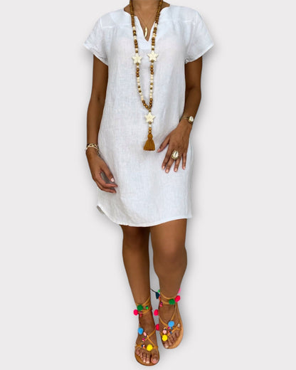 Robe Courte Blanche élégante et Légère pour femme