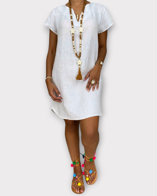 Robe Courte Blanche élégante et Légère pour femme