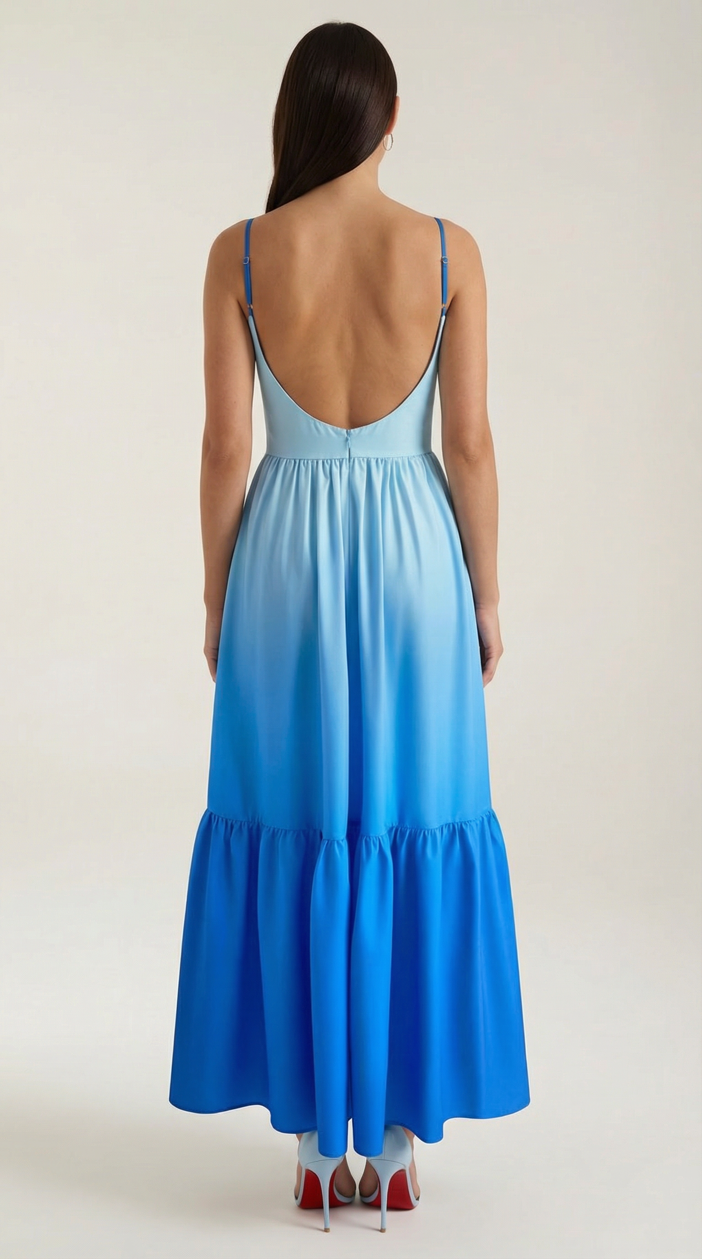 Robe Maxi Élégante Femme – Dos Nu Avec Découpe Col Cami