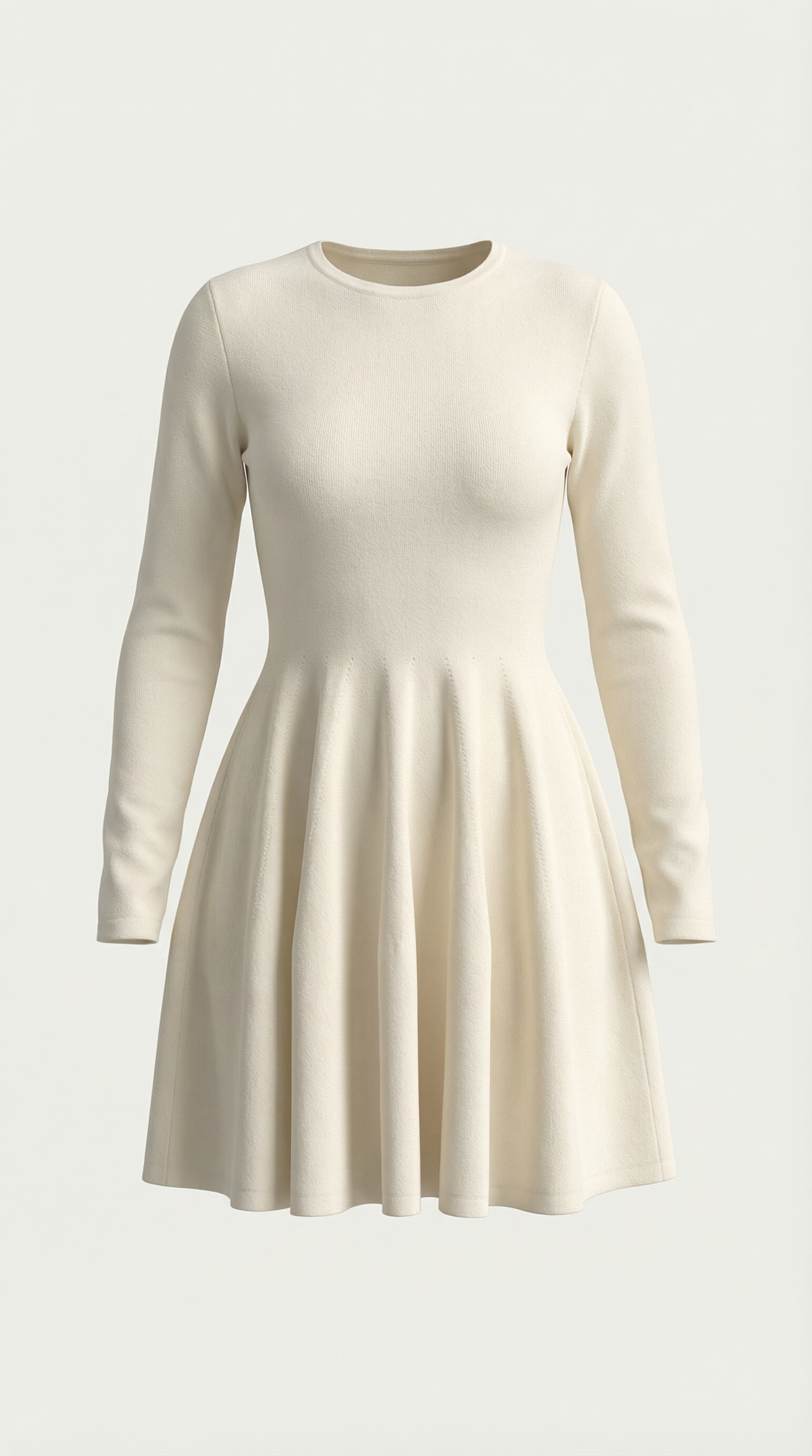 Robe Mini Élégante Plissée Femme – Manches Longues Col Rond