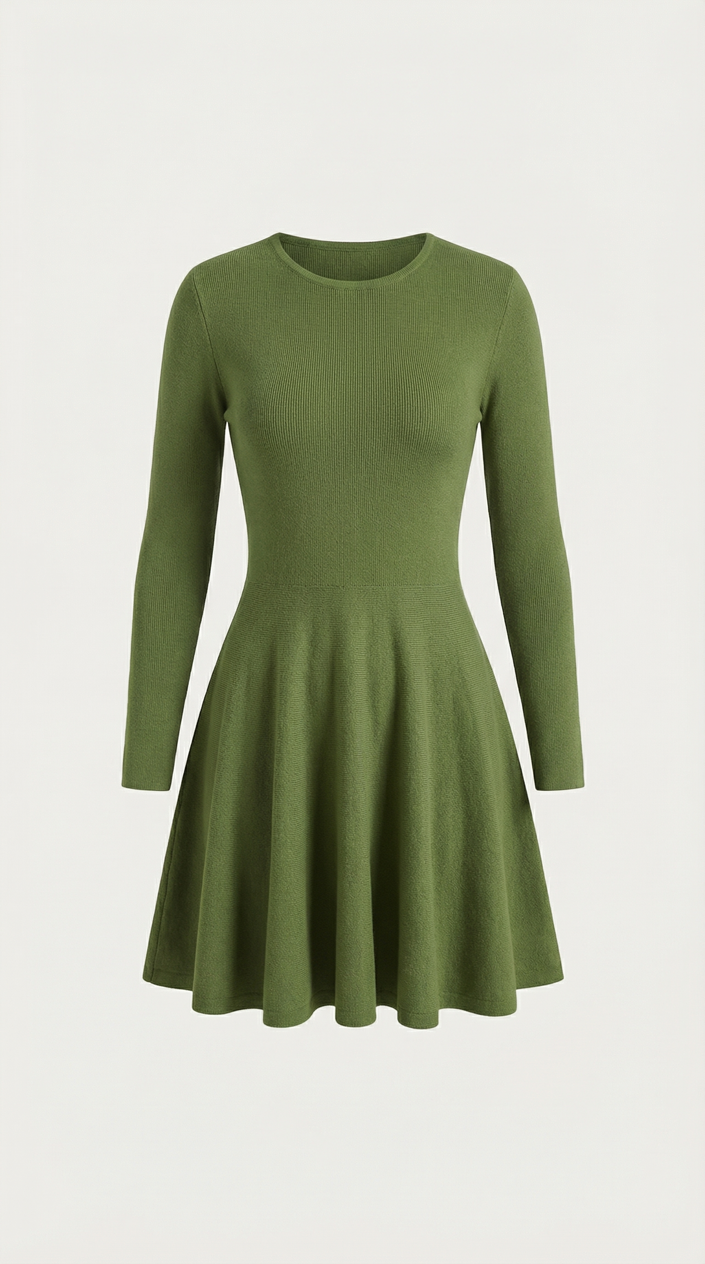 Robe Mini Élégante Plissée Femme – Manches Longues Col Rond