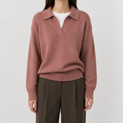 Women's long-sleeve V-neck sweater - Soft and easy to wear