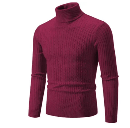 Pull Col Roulé Côtelé Élégant pour Homme – Tricot Confortable et Douillet