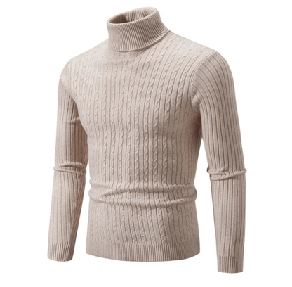 Pull Col Roulé Côtelé Élégant pour Homme – Tricot Confortable et Douillet