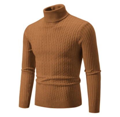 Pull Col Roulé Côtelé Élégant pour Homme – Tricot Confortable et Douillet