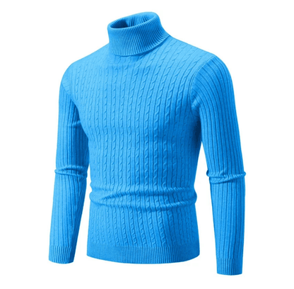 Pull Col Roulé Côtelé Élégant pour Homme – Tricot Confortable et Douillet