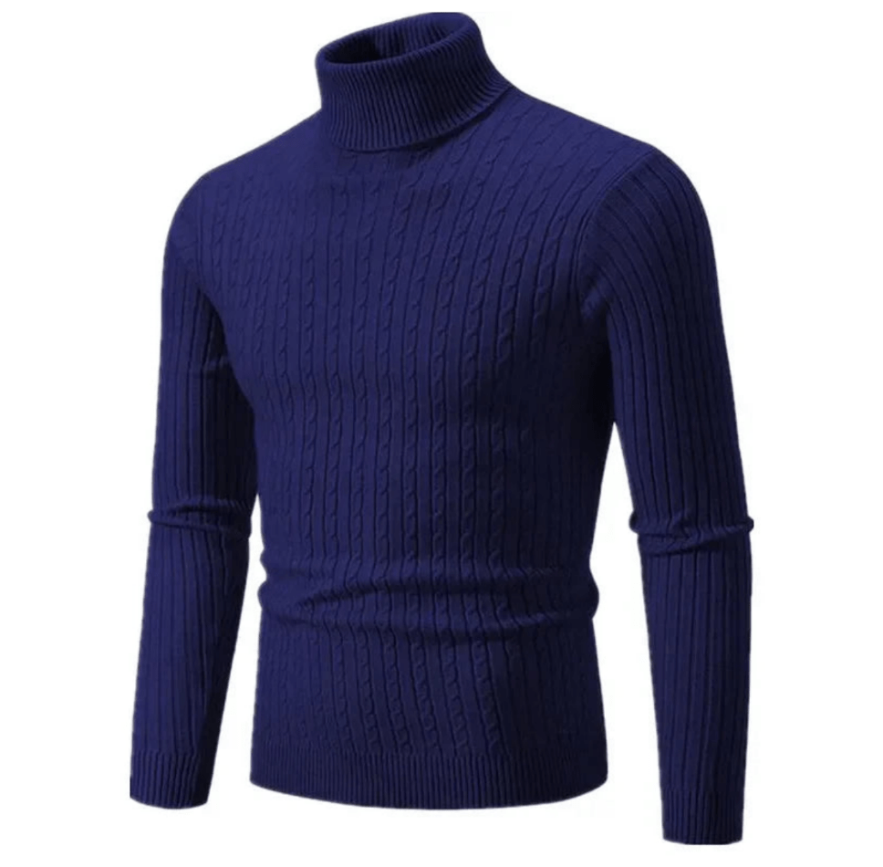 Pull Col Roulé Côtelé Élégant pour Homme – Tricot Confortable et Douillet