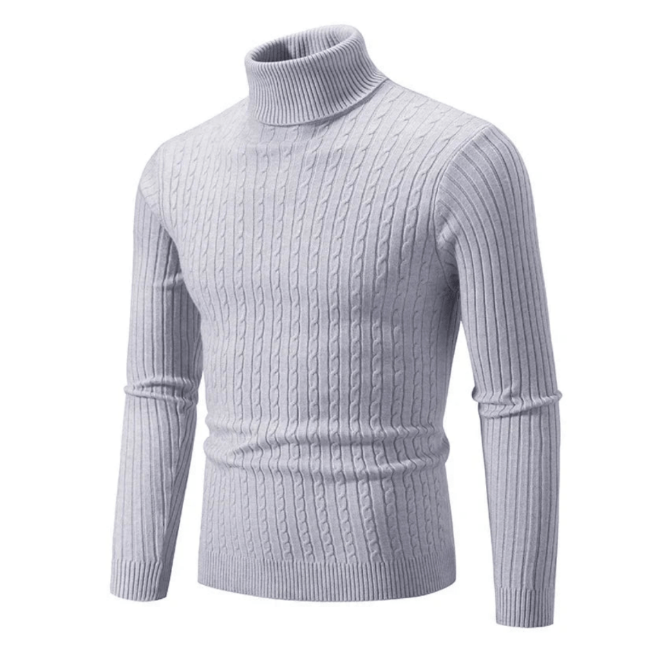 Pull Col Roulé Côtelé Élégant pour Homme – Tricot Confortable et Douillet