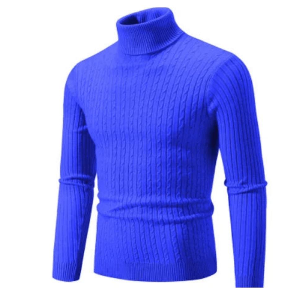 Pull Col Roulé Côtelé Élégant pour Homme – Tricot Confortable et Douillet