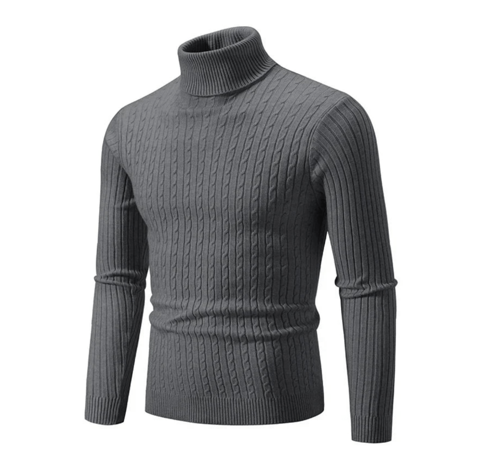 Pull Col Roulé Côtelé Élégant pour Homme – Tricot Confortable et Douillet