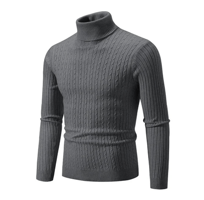 Pull Col Roulé Côtelé Élégant pour Homme – Tricot Confortable et Douillet