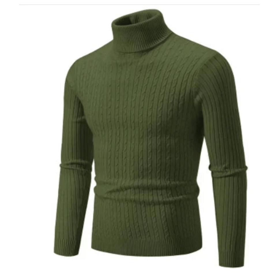 Pull Col Roulé Côtelé Élégant pour Homme – Tricot Confortable et Douillet