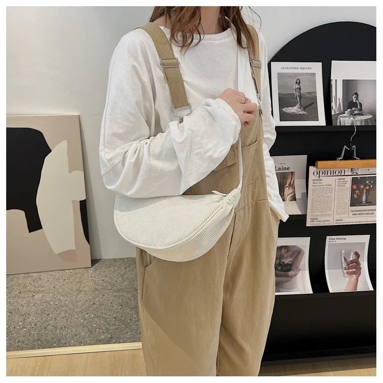 Sac Bandoulière en Velours Côtelé Premium Femme – Petit Sac à Épaule