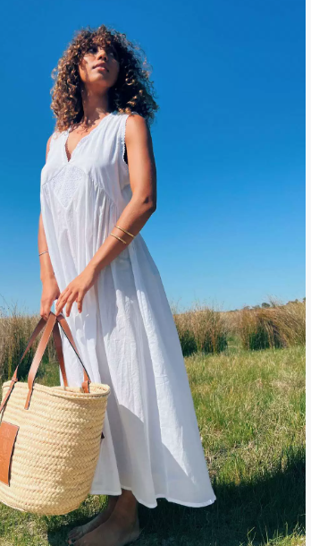 Femme Bretelles Fines Tenue de plage Été Midi Robe – Légère, Décontractée