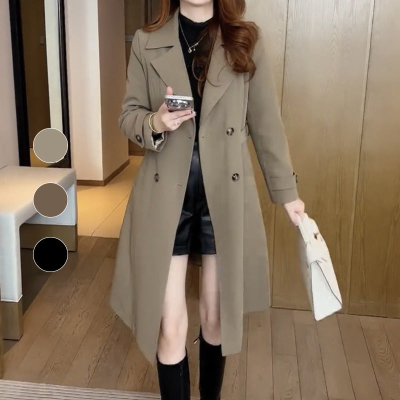 Trench lungo da donna, caldo ed elegante – strutturato e versatile