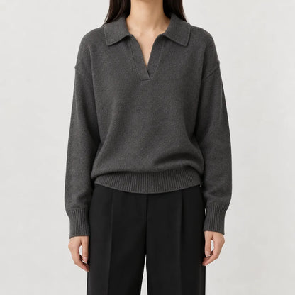 Women's long-sleeve V-neck sweater - Soft and easy to wear