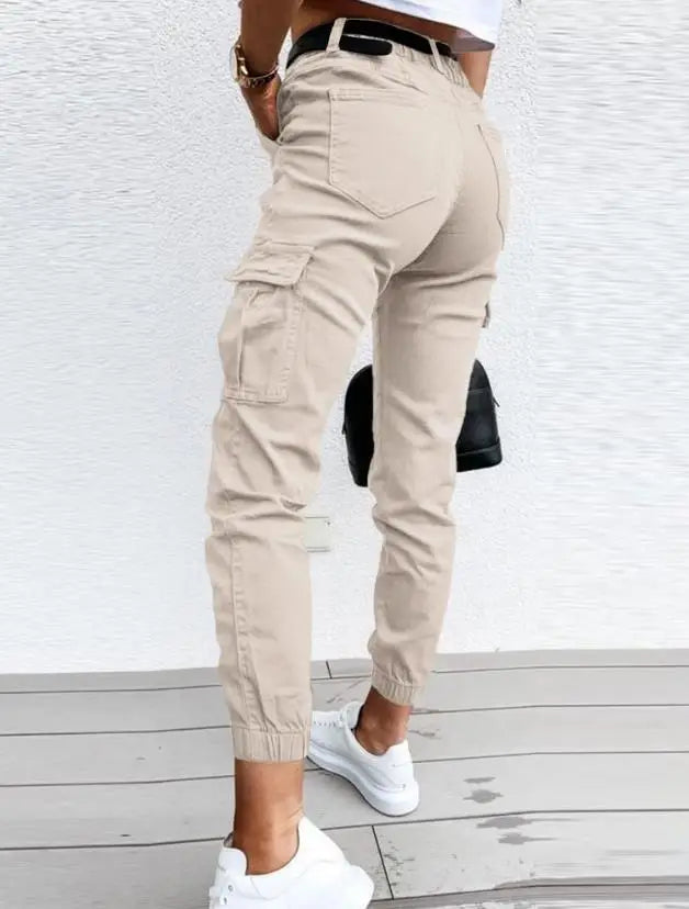 Pantalon Femme Élégant Taille Haute – Style Cargo Décontracté Quotidien
