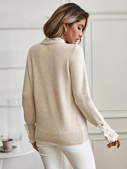 Pull femme dentelle col rond - Elegant et doux
