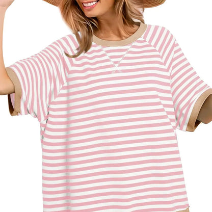 T-shirt rayé pour femme – Un style estival décontracté et confortable pour tous les jours
