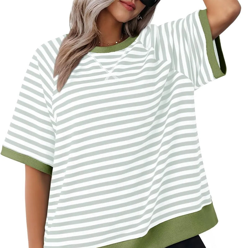 T-shirt rayé pour femme – Un style estival décontracté et confortable pour tous les jours
