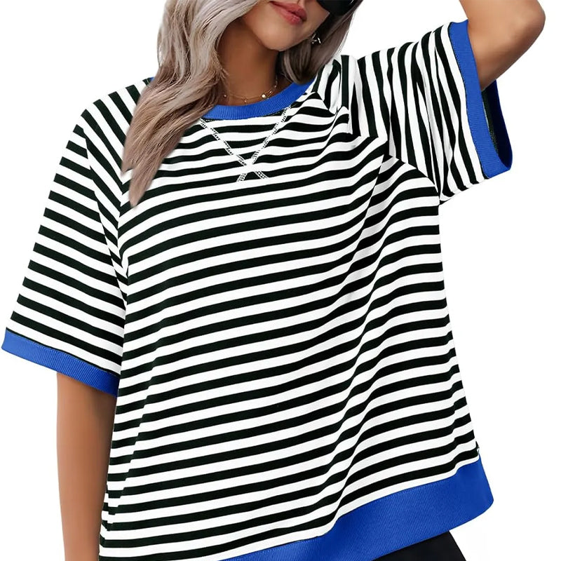 T-shirt rayé pour femme – Un style estival décontracté et confortable pour tous les jours