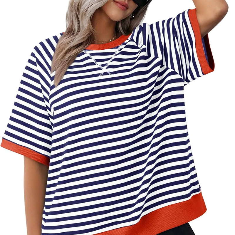 T-shirt rayé pour femme – Un style estival décontracté et confortable pour tous les jours