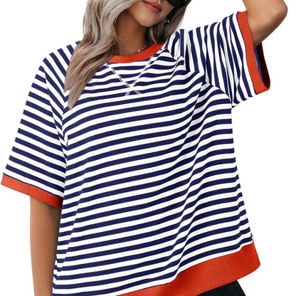 T-shirt rayé pour femme – Un style estival décontracté et confortable pour tous les jours
