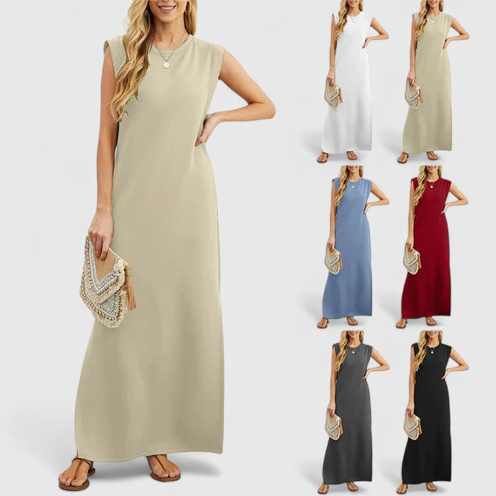 Robe Longue Femme d’Été à Col Rond – Robe Décontractée Ample