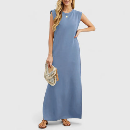Robe Longue Femme d’Été à Col Rond – Robe Décontractée Ample