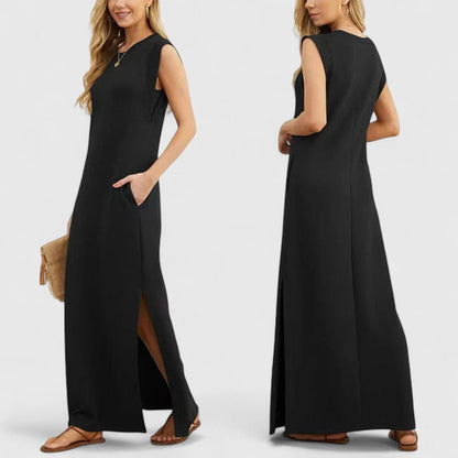 Robe Longue Femme d’Été à Col Rond – Robe Décontractée Ample