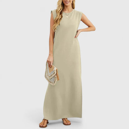 Robe Longue Femme d’Été à Col Rond – Robe Décontractée Ample