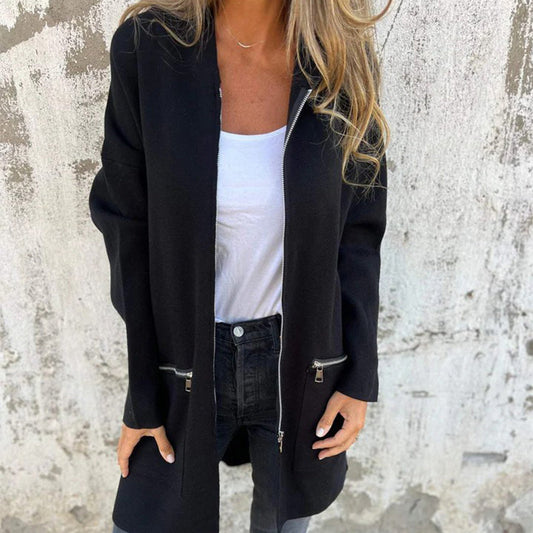 Veste élégante à manches longues pour femme – Veste confortable zippée